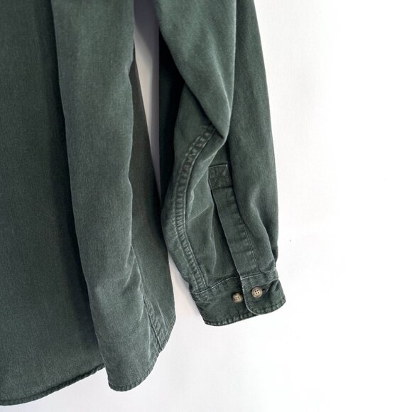 VTG LL Bean Men’s Hurricane Plaid Flannel Lined Green Canvas Shirt OMS96 Large - Picture 5 of 8
